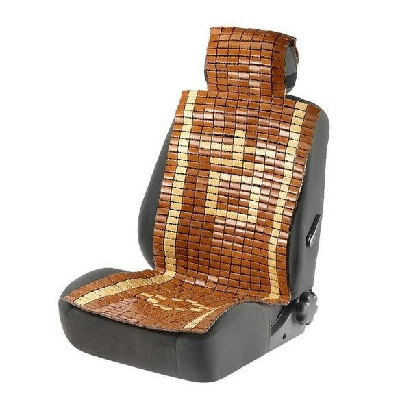 Накидка-массажер на сиденье из бамбука с капюшоном, 43х115 см, бежевый .