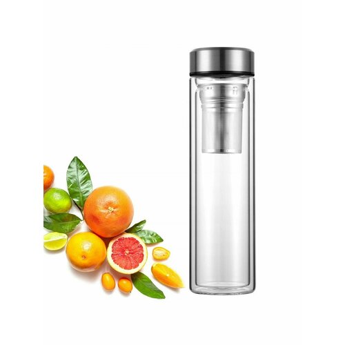 Бутылка 450мл из стекла с заварником 1253₽