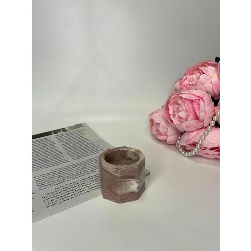 Подсвечник восьмигранник шоколадный мрамор