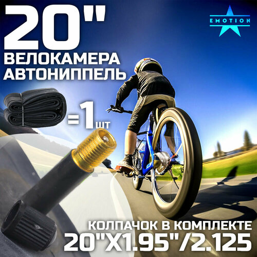 Камера для велосипеда 20, велокамера 20 x1.95/2.125 автониппель, в индивидуальной упаковке