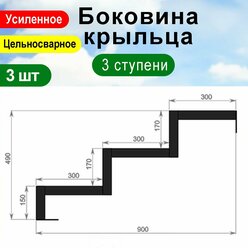 Крыльцо к дому 3 ступени - Боковина 3 шт.