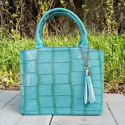 Сумка мессенджер Shane, фактура гладкая, бирюзовый