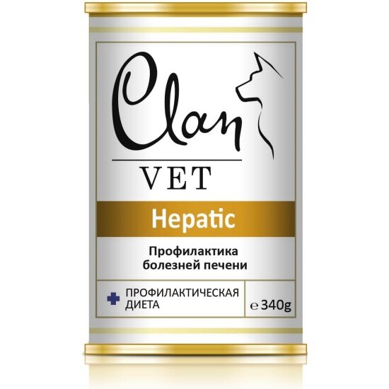 Корм влажный Clan VET HEPATIC диетические консервы для собак Профилактика болезней печени 340г