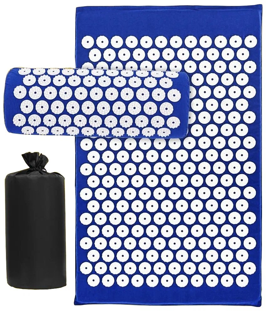 Nesh массажный набор аппликатор Кузнецова 3 в 1 66x42x3 см, шаг игл: 3.5 мм, синий