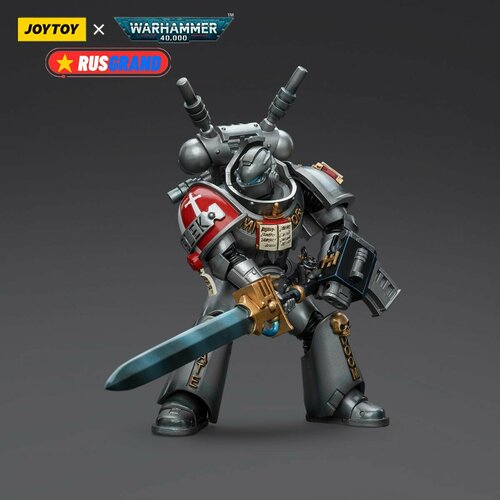 фигурка joytoy warhammer 40k grey knights interceptor squad interceptor justicar 1 18 Подвижная фигурка JOYTOY Warhammer 40000 Grey Knights Interceptor Squad Interceptor with Storm Bolter and Nemesis Force Sword