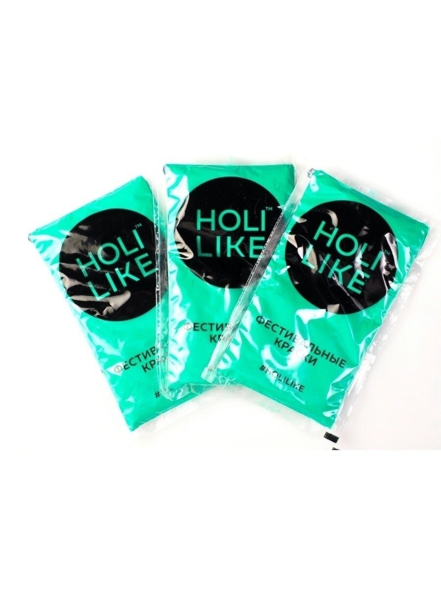 Holi Like Краски холи для фестивалей и праздников Набор из 3х пакетов бирюзовой 300 г