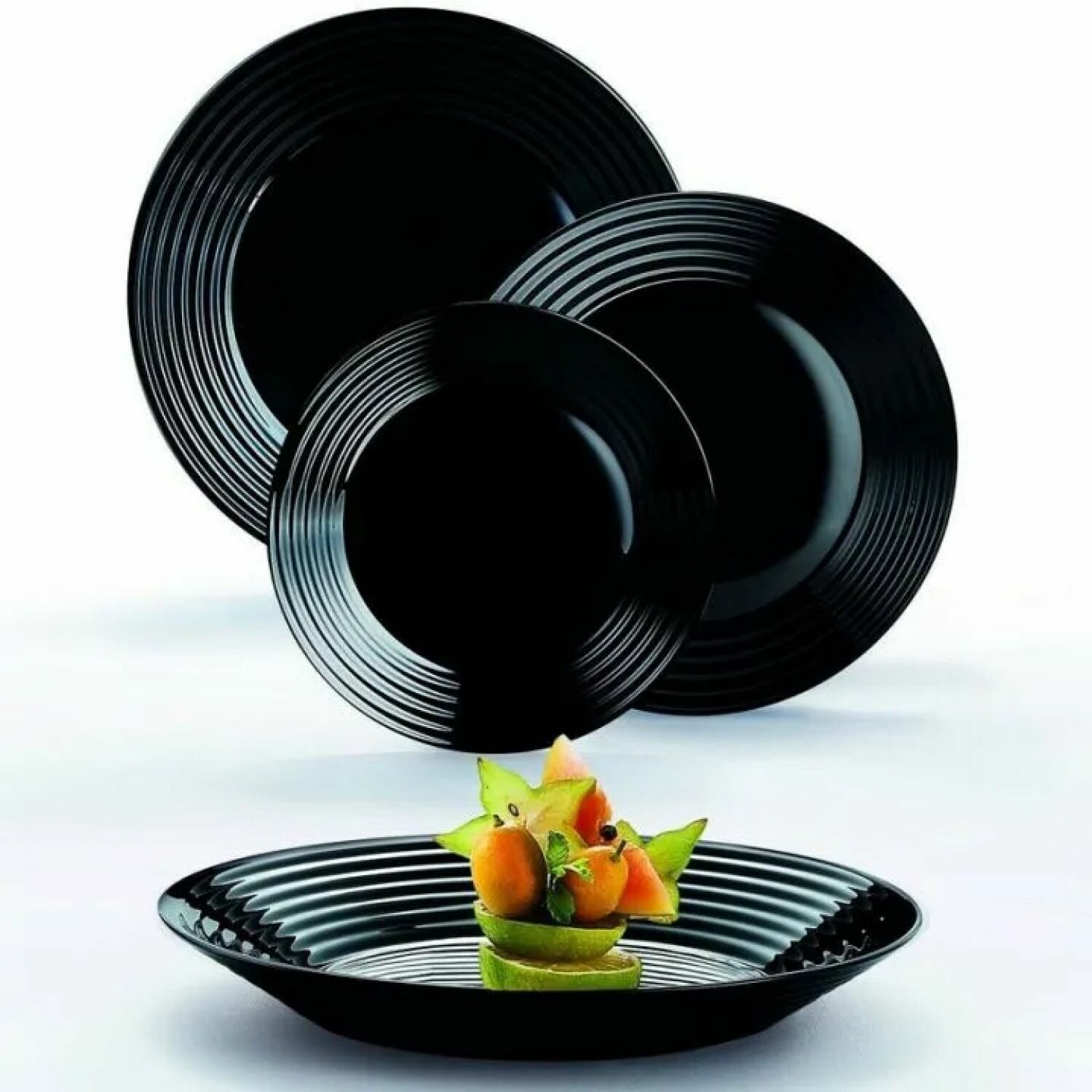 Сервиз столовый Luminarc N5162 обеденный набор на 6 персон, 18 предметов, без декоративных элементов, ударопрочное стекло, черный