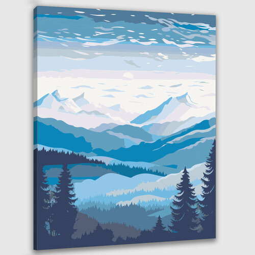 Картина по номерам 50х40 Пейзаж с заснеженными горами
