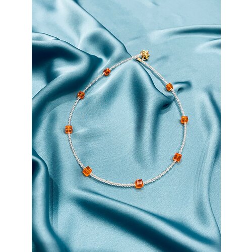 Чокер Jewellery by Marina Orlova, стекло, акрил, длина 42 см, белый, оранжевый