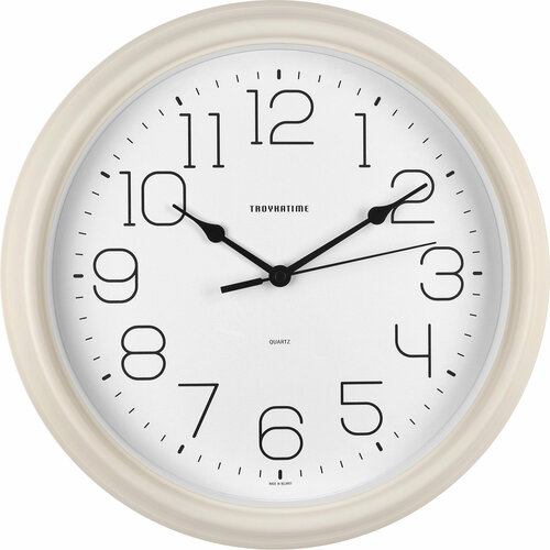 Часы настенные Troykatime круглые пластик цвет кремовый бесшумные ø31 см