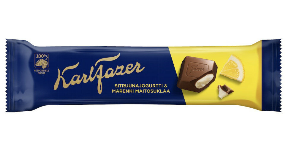 Шоколадный батончик Karl Fazer с начинкой лимонный йогурт 37г (Финляндия)