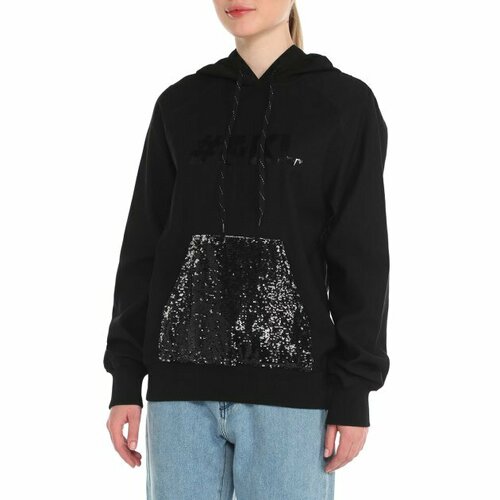 Худи Karl Lagerfeld, размер S, черный little raindrop denim jacket men s fashion street trend high quality graffiti alphabet printing denim jacket handsome coat