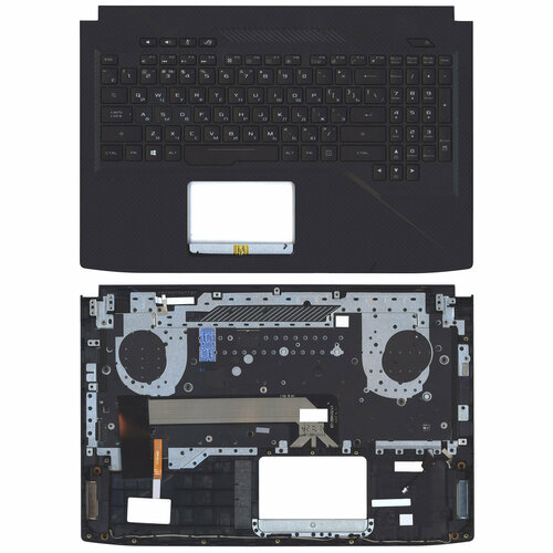 Клавиатура (топ-панель) для ноутбука Asus GL503GE черная с черным топкейсом клавиатура топ панель для ноутбука asus x502 черная с черным топкейсом