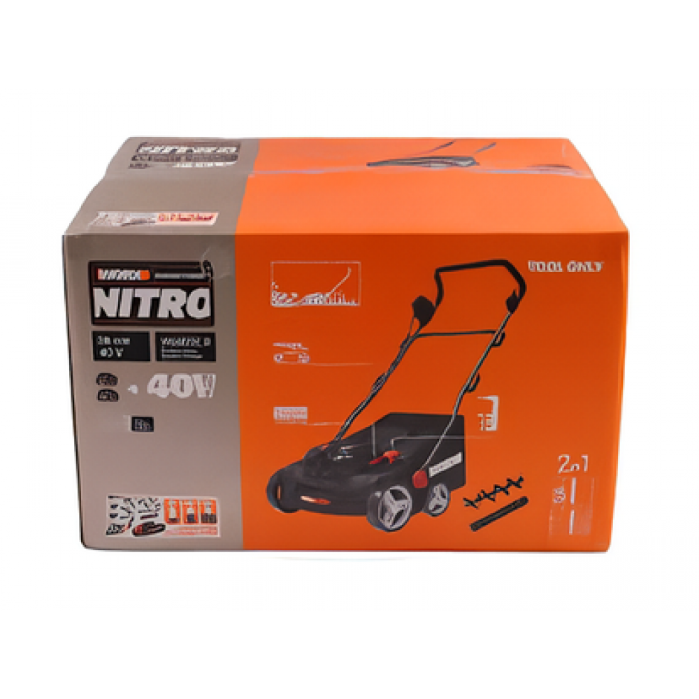 Аккумуляторный скарификатор-аэратор с бесщёточным мотором Worx Nitro WG855E.9, 40 В, ширина обработки 36 см, без АКБ и ЗУ - фотография № 11