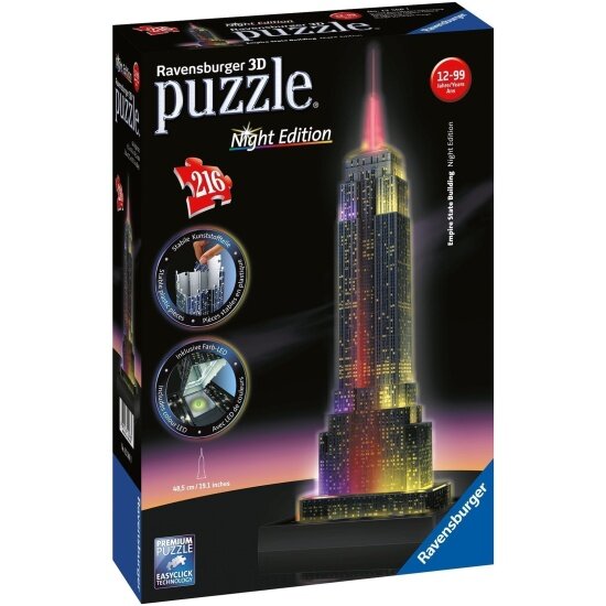 Пазл 3D Ravensburger 12566 Ночной Эмпайр Стейт Билдинг 216 элементов