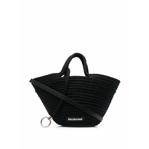 Сумка BALENCIAGA, фактура плетеная, черный