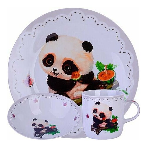Детский набор фарфоровой посуды Панда 3 предмета