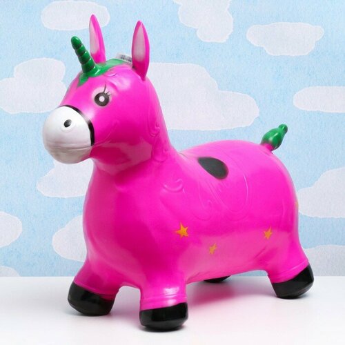 Игрушка - прыгун детская Музыкальный Единорог резиновая надувная 50х30см фиолетовый 1645₽