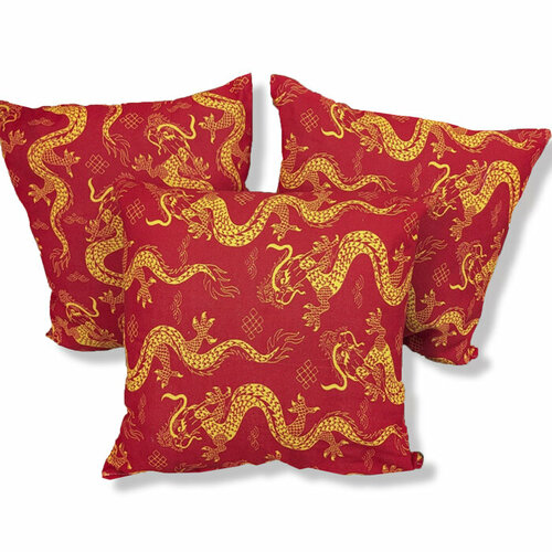 Monro Подушка Драконы 40х40см красный рогожка хл 100 558₽