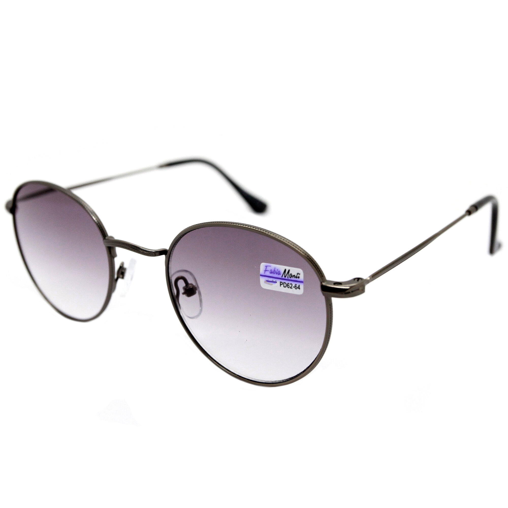 Круглые очки для дали с тонировкой (-3.75) FABIA MONTI 8965, цвет черный, без футляра, РЦ 62-64