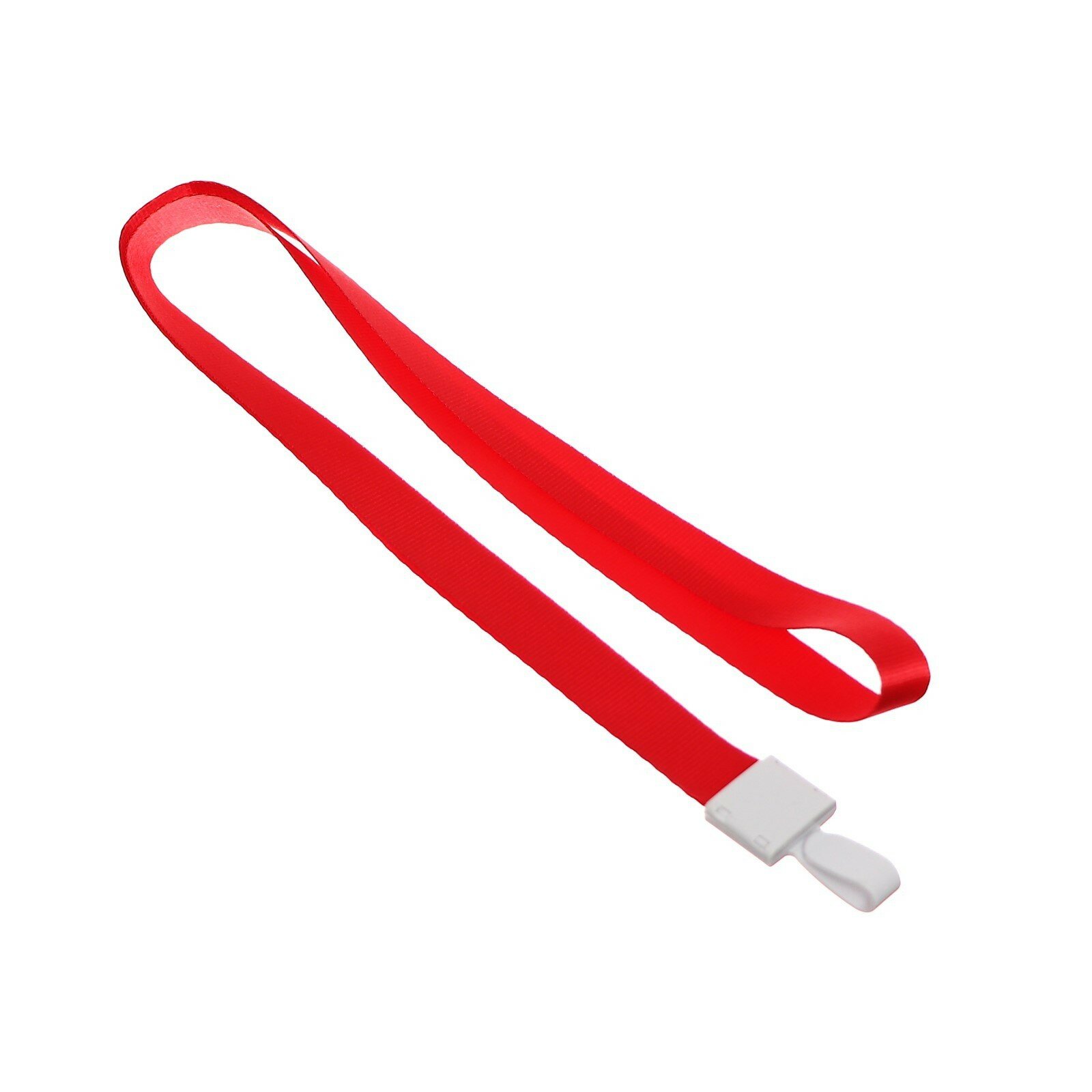 Лента для бейджа, ширина-15 мм, длина-80 см, с пластиковым держателем, красная (100шт.)