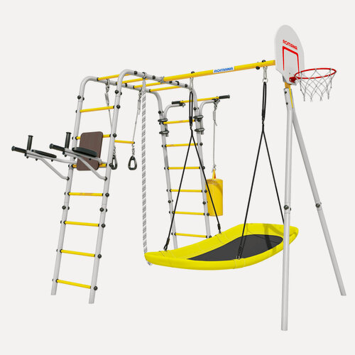 Изображение товара Спортивно-игровой комплекс Romana "Fitness", качели лодка 103.20.05, серый/жёлтый