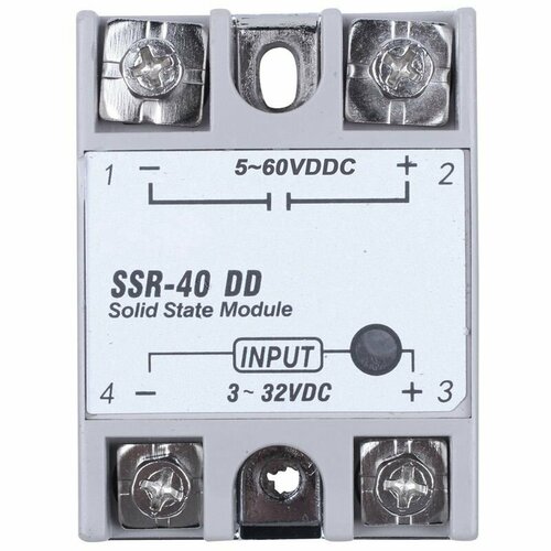 Однофазное твердотельное реле MyPads DC-DC -40DD 40A DC3-32V DC5-60V (Белый+Серебристый) ssr 40dd single phase solid state relay load voltage 50 200v dc control dc 3 32v ssr 40dd