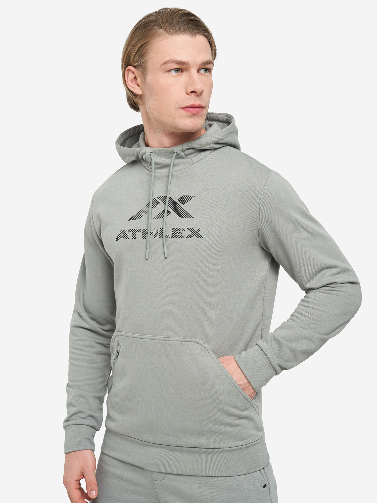 Худи спортивное ATHLEX, размер 48, , серый