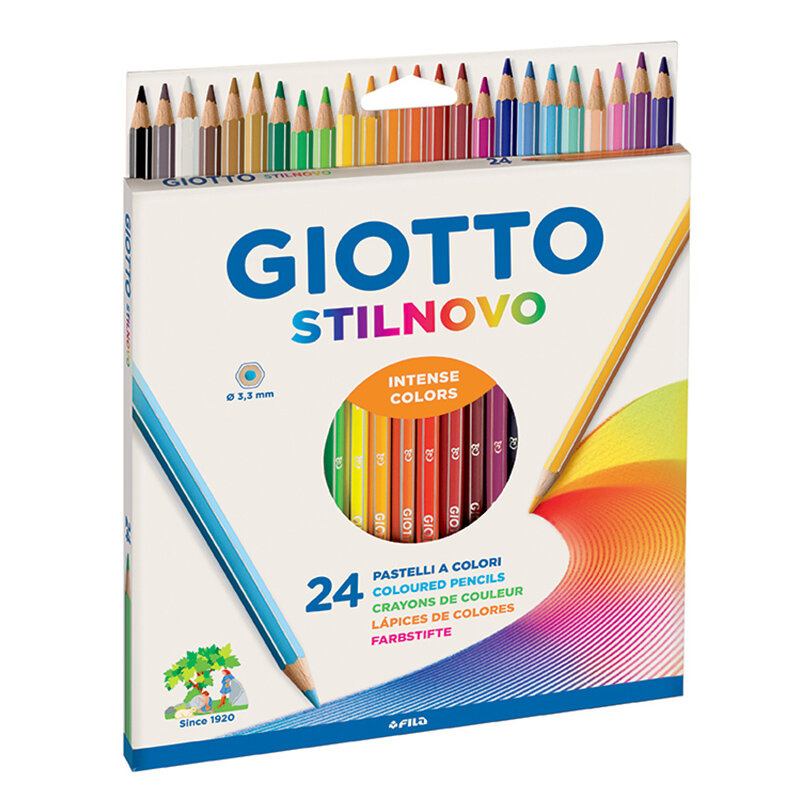 Набор карандашей цветных Giotto Stilnovo, шестигранные, 3.3 мм, 24 цвет