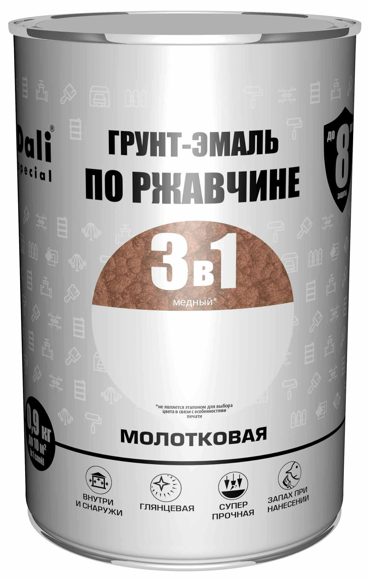 фото Грунт-эмаль по ржавчине 3 в 1 Dali Special молотковая цвет медный 0.9 кг