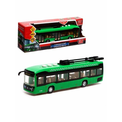 Троллейбус Городской 19 см 3 кнопки инерция цвет зелён 1257₽