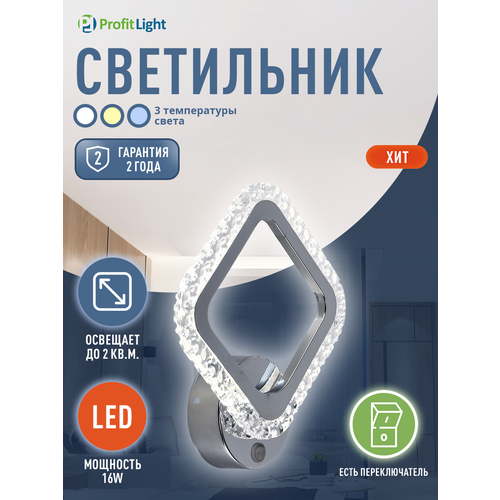 Светодиодный накладной светильник 8029/1W CHR 16W Profit Light