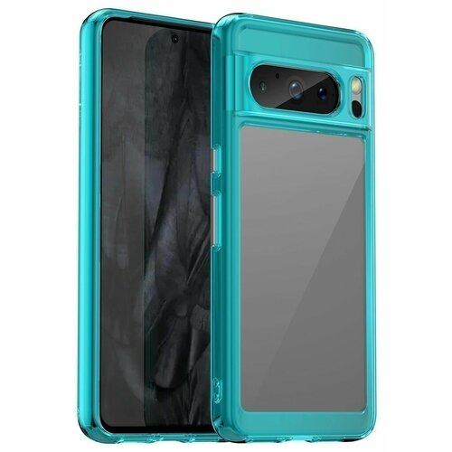 фото Чехол на google pixel 8 pro пластиковый с силиконовой окантовкой бирюзовый new case