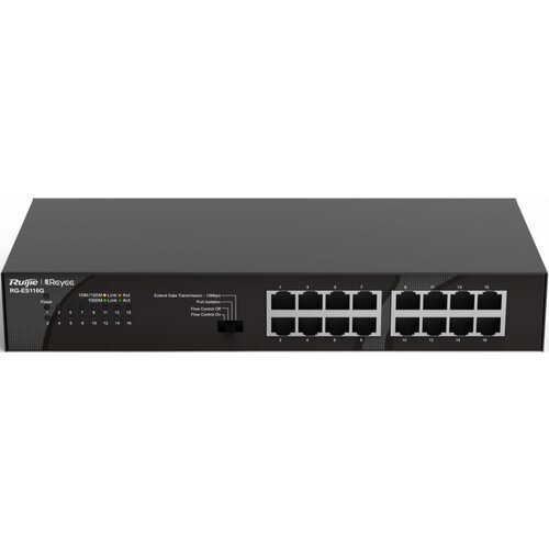 Ruijie Reyee 16-Port 101001000 Mbps Desktop SwitchPORT16 101001000 Mbps RJ45 PortsDesktop Steel Case 4457₽