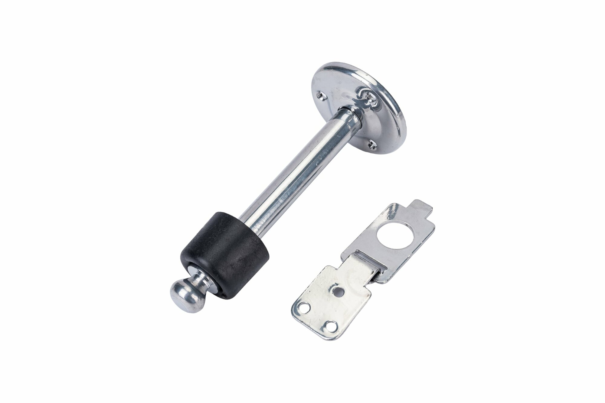 фото Стопор дверной с фиксатором 110 мм хром / стоппер для двери / фиксатор / дверной ограничитель