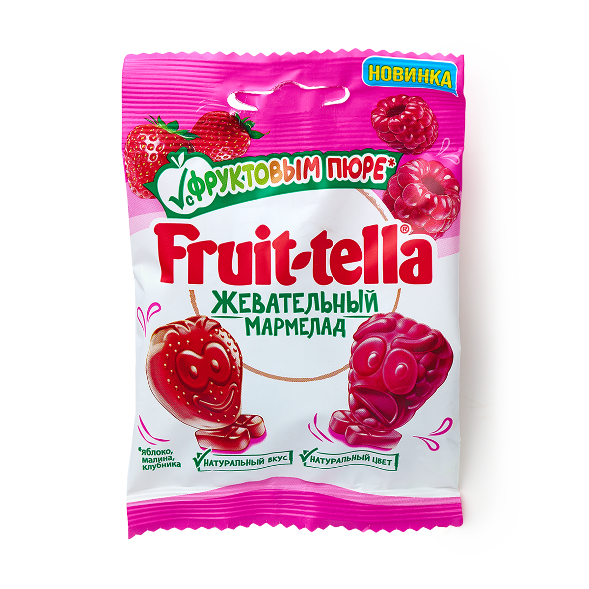 Мармелад жевательный Fruit-tella клубника-малина с фруктовым пюре