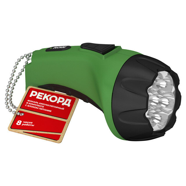 Фонарь аккумуляторный светодиодный рекорд РМ-0107 Green