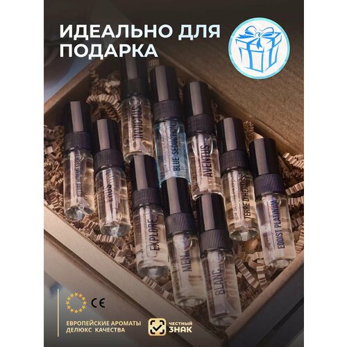 Набор миниатюр мужские духи DELUXE PARFUM с древесно-фужерными нотами по мотивам известных брендов, 10 шт по 3 мл