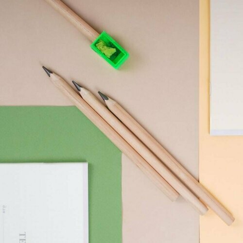 Набор простых утолщённых карандашей, Hupper Dupper, 4 шт, с точилкой