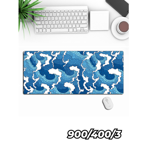 Японские синие волны игровой коврик для мыши Gaming Loot 90х40