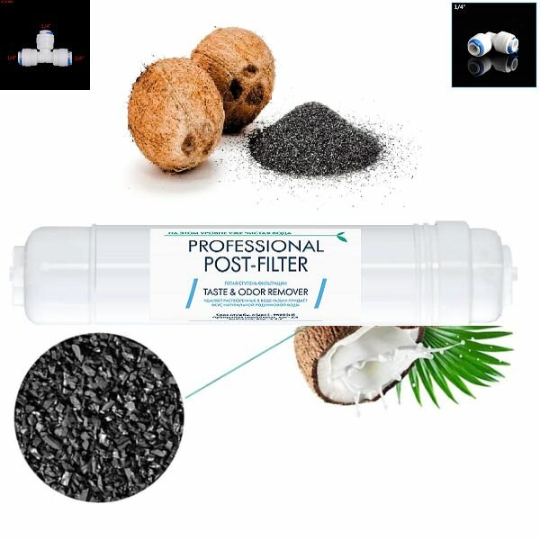 Посфильтр с фитингами для системы обратного осмоса Гейзер Престиж-2