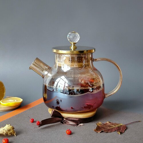 Чайник стеклянный заварочный 800 мл метал крышка ситечко Baizheng 643₽