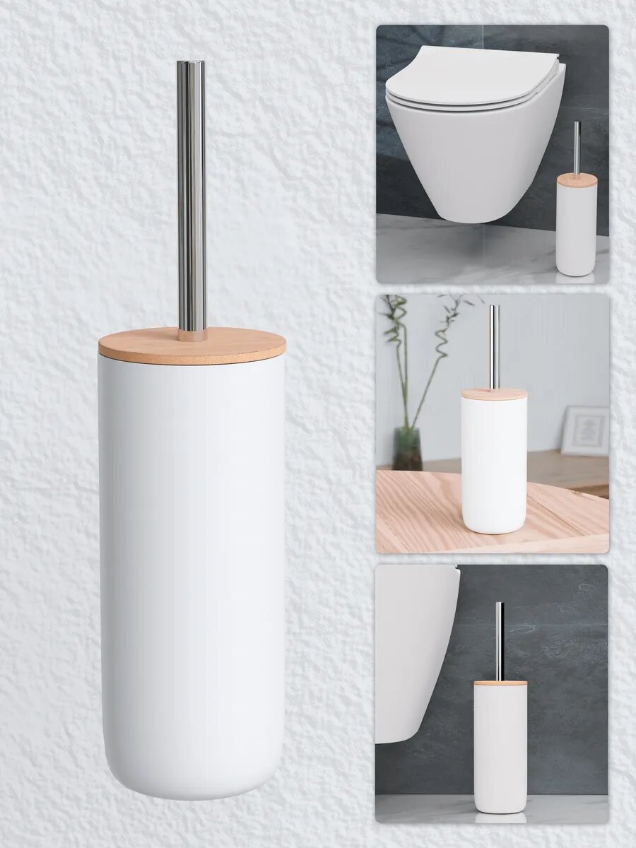 Ершики Туалетные Xiaomi Ершик туалетный COMFUU Eco Бамбук, напольный, с крышкой и подставкой, белый