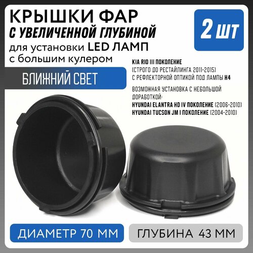 Крышки фар увеличенные для LED ламп KIA RIO 3 Hyundai Elantra Getz Tucson 2шт