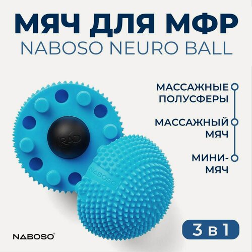 Изображение товара Мяч массажный / Мяч для МФР 3 в 1 NABOSO Neuro Ball, диаметр 6,6 см, голубой