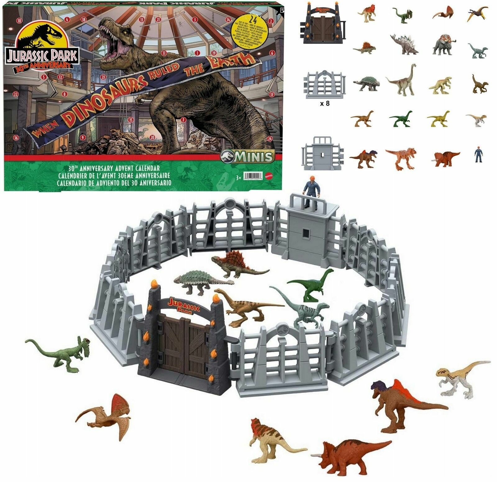 Фигурка Динозавра Mattel Jurassic World - Адвент-календарь с фигурками мини динозавров и аксессуарами - Мир Юрского периода HTK45