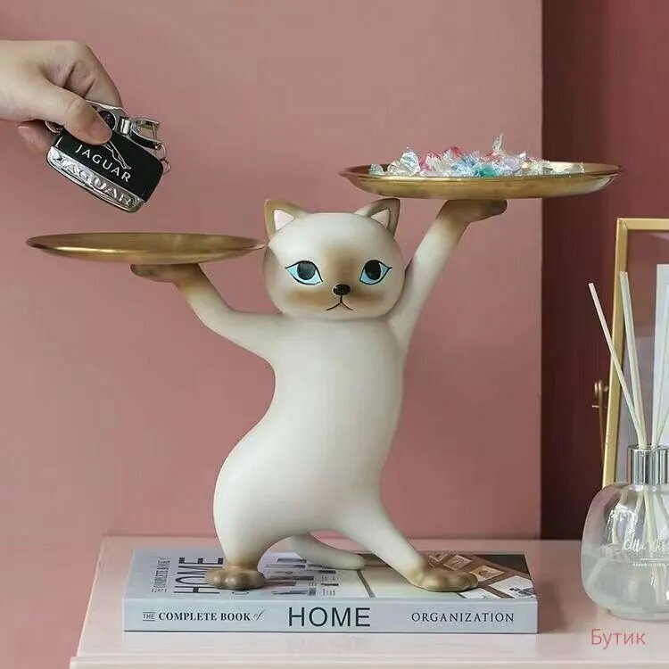 Конфетница "Веселый кот", универсальная, квадратная, коричневая, из смолы, 36*25*17см, 1шт — фото 1
