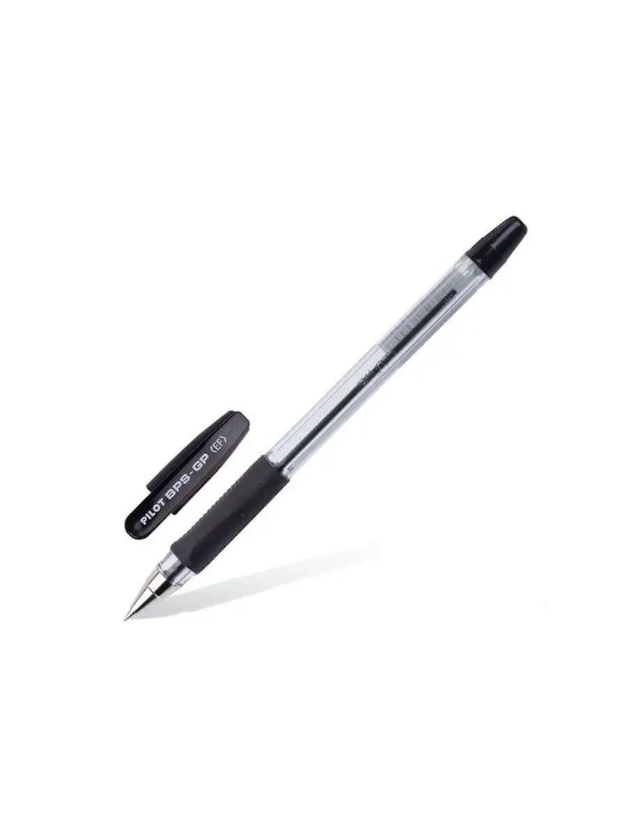 Ручка шариковая 10 шт PILOT резиновый упор, 0.5мм, масляная основа, стержень черный — фото 1