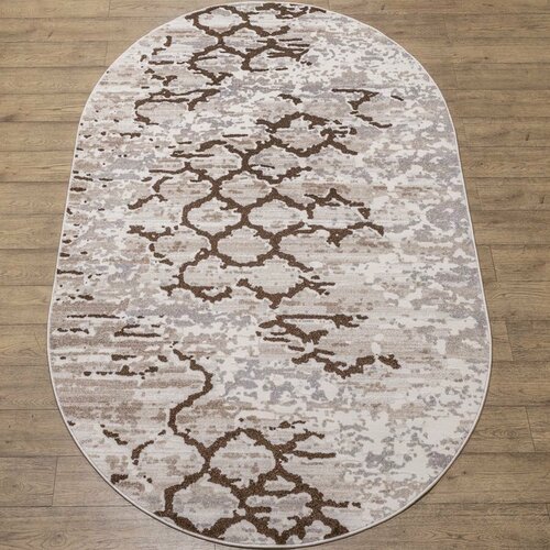 Изображение товара Ковер, Овал, Бежевый, Коричневый, Серый, Современный, на пол, в гостиную, спальню, в ассортименте (80 см. на 150 см.)