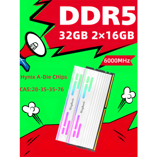 KINGBANK Модуль памяти DDR5 Heatsink RGB UDlMM 6000MHz-216GBHynix A-Die C28 19507₽